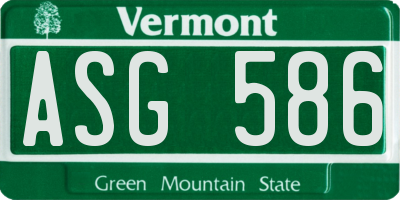 VT license plate ASG586