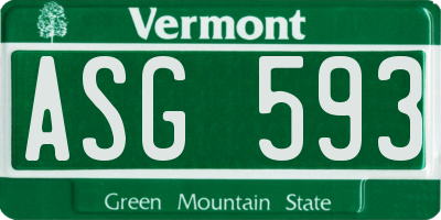 VT license plate ASG593