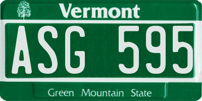 VT license plate ASG595