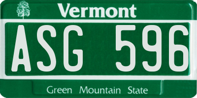 VT license plate ASG596