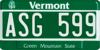 VT license plate ASG599