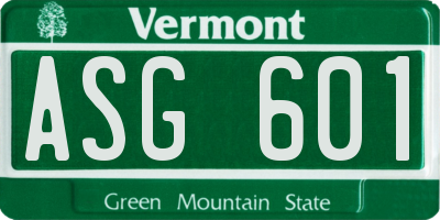 VT license plate ASG601