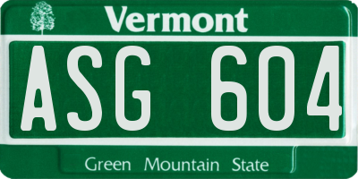 VT license plate ASG604