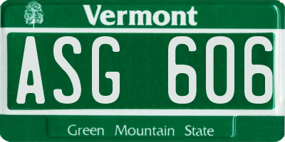 VT license plate ASG606