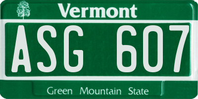 VT license plate ASG607