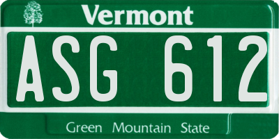 VT license plate ASG612