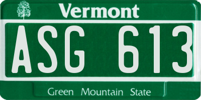 VT license plate ASG613