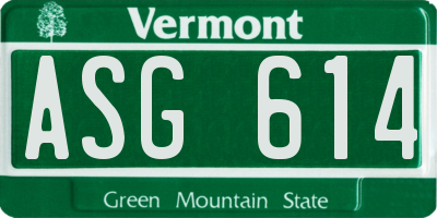 VT license plate ASG614
