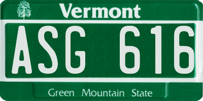 VT license plate ASG616