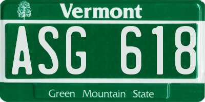 VT license plate ASG618