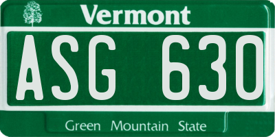 VT license plate ASG630