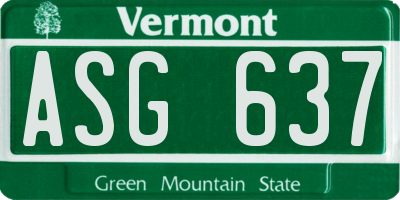 VT license plate ASG637