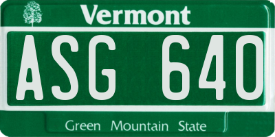 VT license plate ASG640