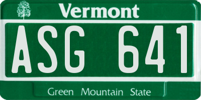 VT license plate ASG641