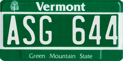 VT license plate ASG644