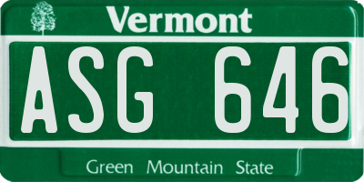 VT license plate ASG646