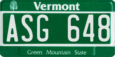 VT license plate ASG648