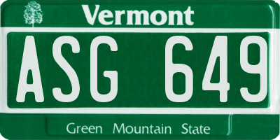 VT license plate ASG649