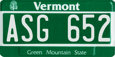 VT license plate ASG652