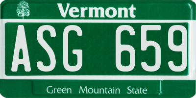 VT license plate ASG659