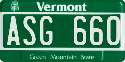 VT license plate ASG660