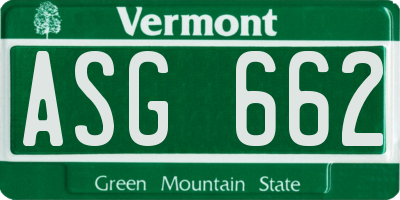 VT license plate ASG662