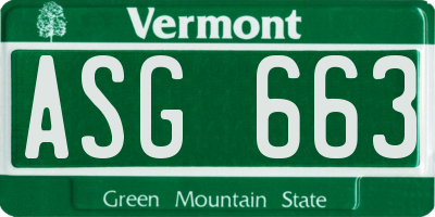 VT license plate ASG663