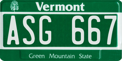 VT license plate ASG667