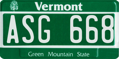 VT license plate ASG668