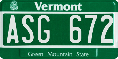 VT license plate ASG672
