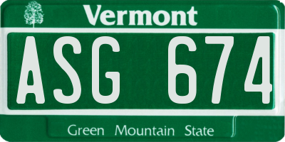 VT license plate ASG674