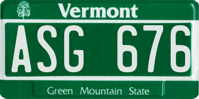 VT license plate ASG676
