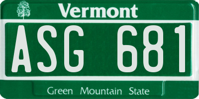 VT license plate ASG681