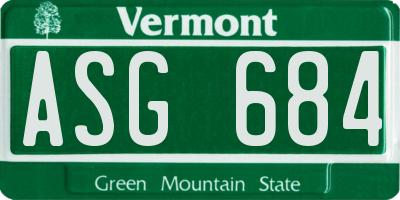 VT license plate ASG684