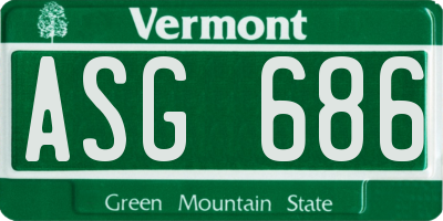 VT license plate ASG686