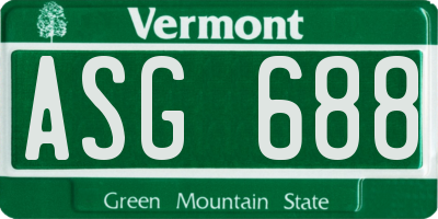 VT license plate ASG688