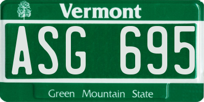 VT license plate ASG695