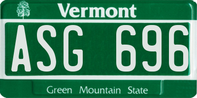 VT license plate ASG696