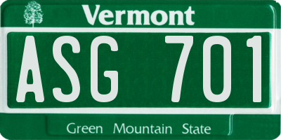 VT license plate ASG701