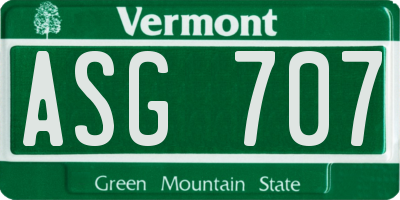 VT license plate ASG707