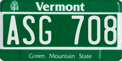 VT license plate ASG708