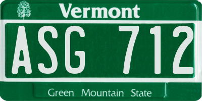 VT license plate ASG712