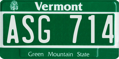 VT license plate ASG714