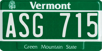 VT license plate ASG715