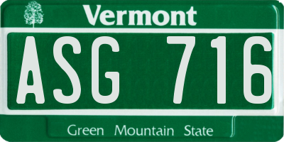 VT license plate ASG716