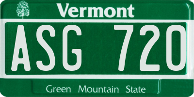 VT license plate ASG720