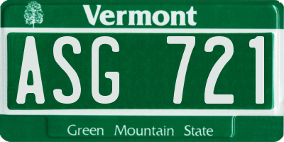VT license plate ASG721