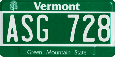 VT license plate ASG728
