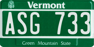 VT license plate ASG733