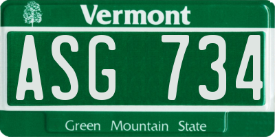 VT license plate ASG734